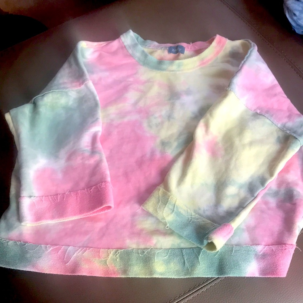 Large Neely” sweatshirt multi-tie dye short waist cotton